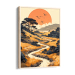 Golden River Sunset Path – Landscape Modern Wall Art - Pillow Fights