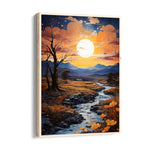 Golden Autumn River Valley - Landscape Modern Wall Art