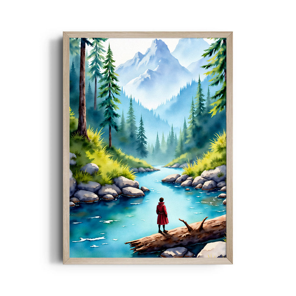 Serene Mountain River View – Landscape Modern Wall Art - Pillow Fights