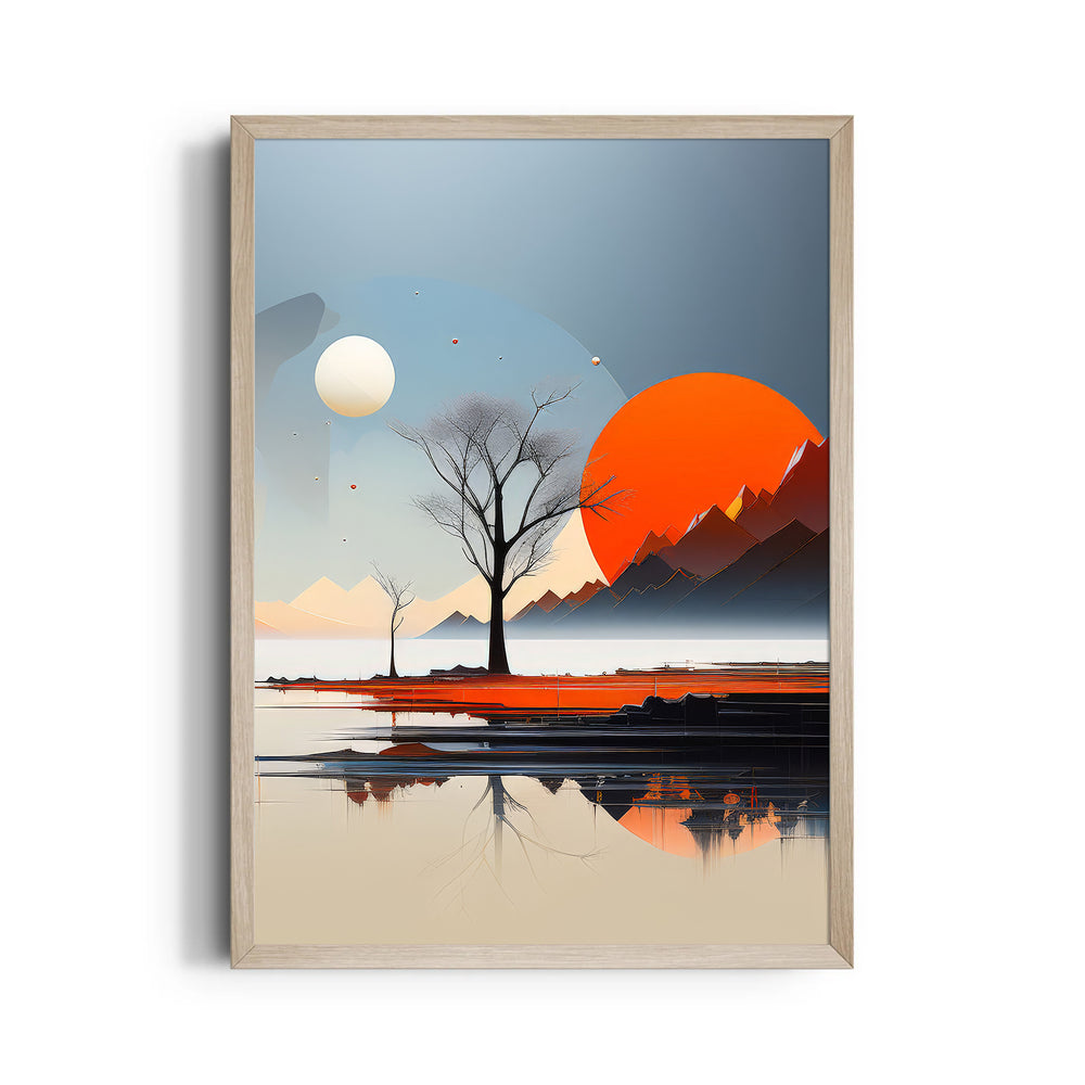Twin Suns Silent Lake - Landscape Modern Wall Art