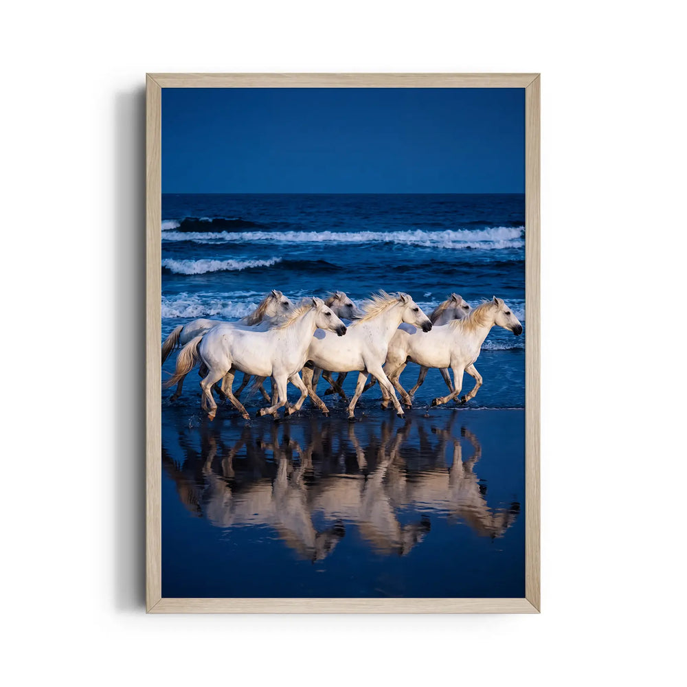 Cobalt Wave Gallop - 7 Horses Wall Art