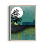 Emerald Moon Deer Haven – Landscape Modern Wall Art - Pillow Fights