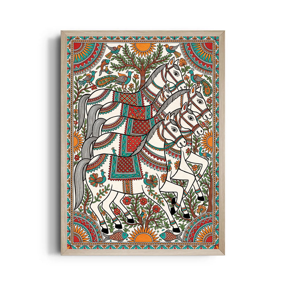 Madhubani — 7 Horses Vastu Art