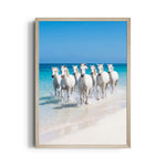 Azure Shoreline Sprint — 7 Horses Vastu Art