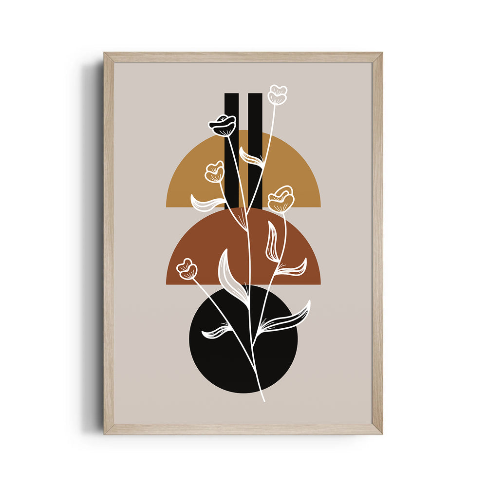 Boho Geometric Floral Contrast - Boho Modern Wall Art