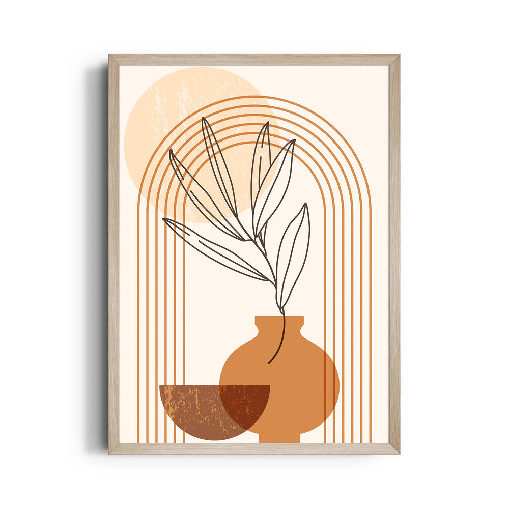 Boho Terracotta Vase Botanical - Boho Modern Wall Art