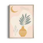 Boho Moonlight Botanical Vase - Boho Modern Wall Art