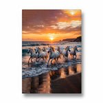 Golden Hour Gallop - 7 Horses Wall Art