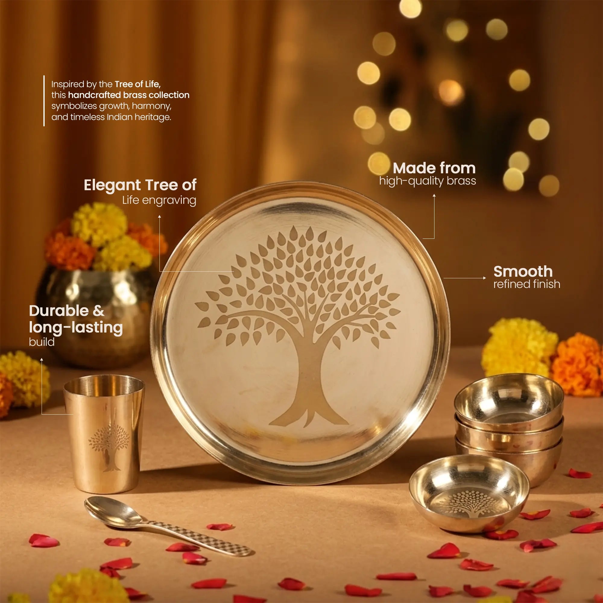 The Rajwada Royal Brass Bhojan Thali Set