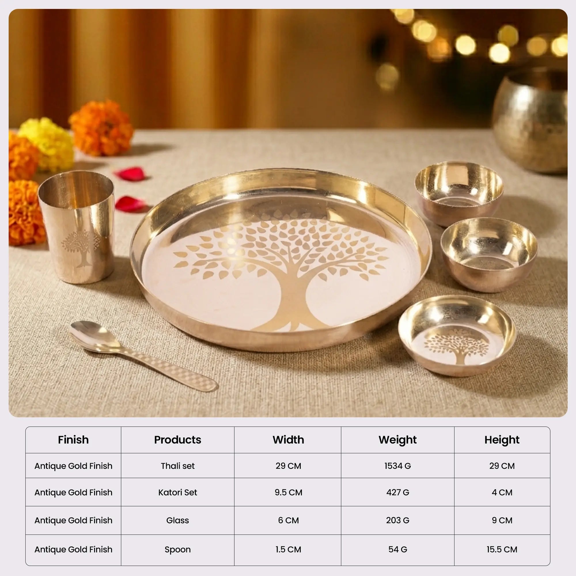 The Rajwada Royal Brass Bhojan Thali Set