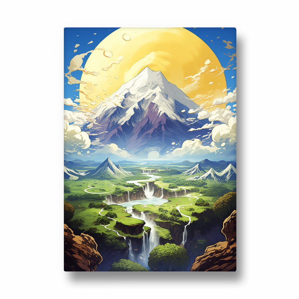 Celestial Summit Waterfall Valley – Landscape Modern Wall Art - Pillow Fights