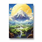 Celestial Summit Waterfall Valley – Landscape Modern Wall Art - Pillow Fights