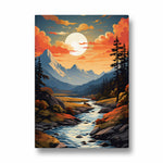 Autumn Moonlit Mountain Stream - Landscape Modern Wall Art - Pillow Fights