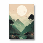 Emerald Valley Moonrise – Landscape Modern Wall Art - Pillow Fights