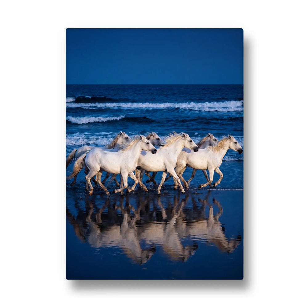 Cobalt Wave Gallop - 7 Horses Wall Art