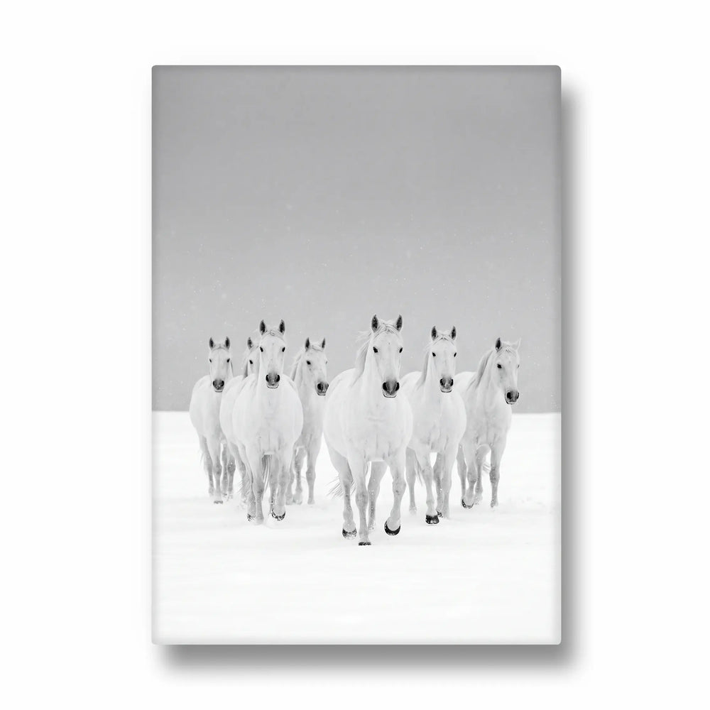 Arctic Frost Gallop — 7 Horses Vastu Art