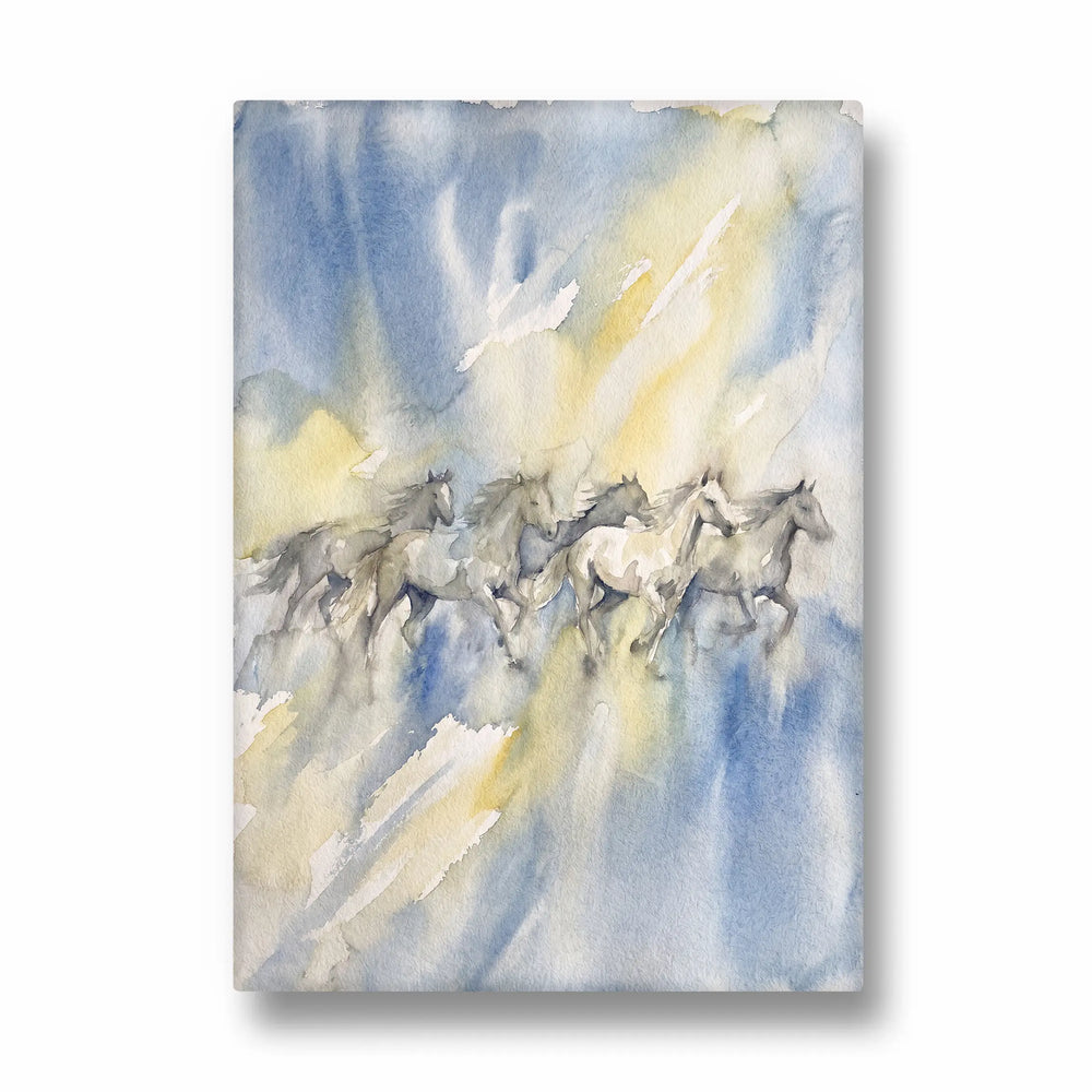 Watercolor Sky Motion — 7 Horses Vastu Art