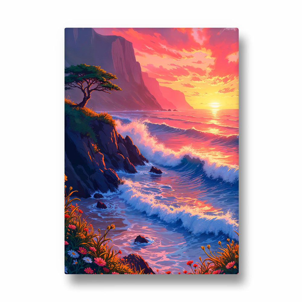 Crimson Tide Coastal Sunset - Landscape Modern Wall Art