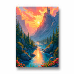 Sunlit Castle Valley River – Landscape Modern Wall Art - Pillow Fights