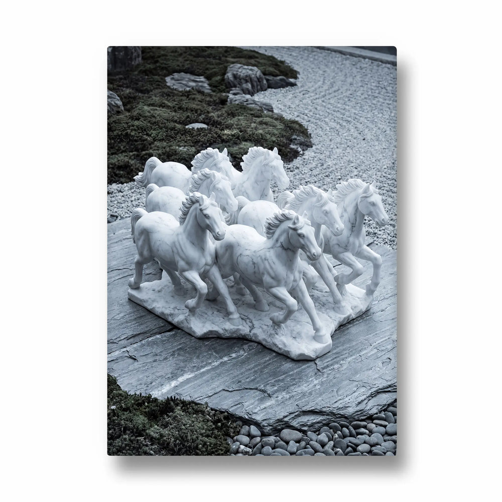Marble Zen Gallop - 7 Horses Wall Art