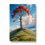 Scarlet Crown Hilltree – Landscape Modern Wall Art - Pillow Fights