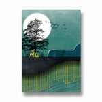 Emerald Moon Deer Haven – Landscape Modern Wall Art - Pillow Fights