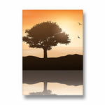 Amber Horizon Lone Tree – Landscape Modern Wall Art - Pillow Fights