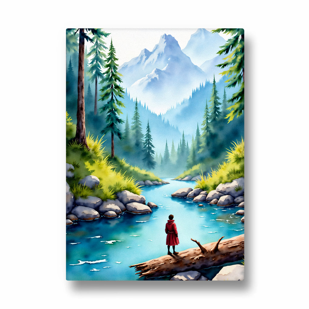 Serene Mountain River View – Landscape Modern Wall Art - Pillow Fights