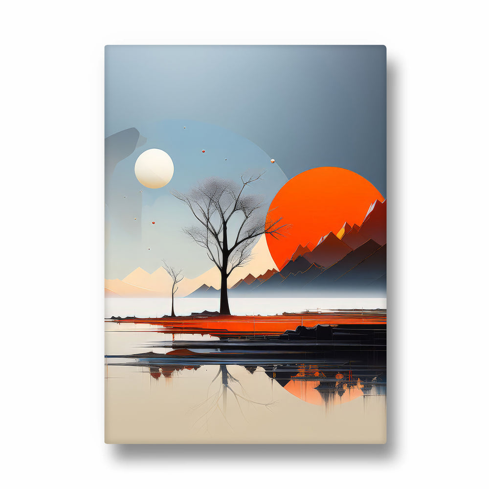 Twin Suns Silent Lake - Landscape Modern Wall Art