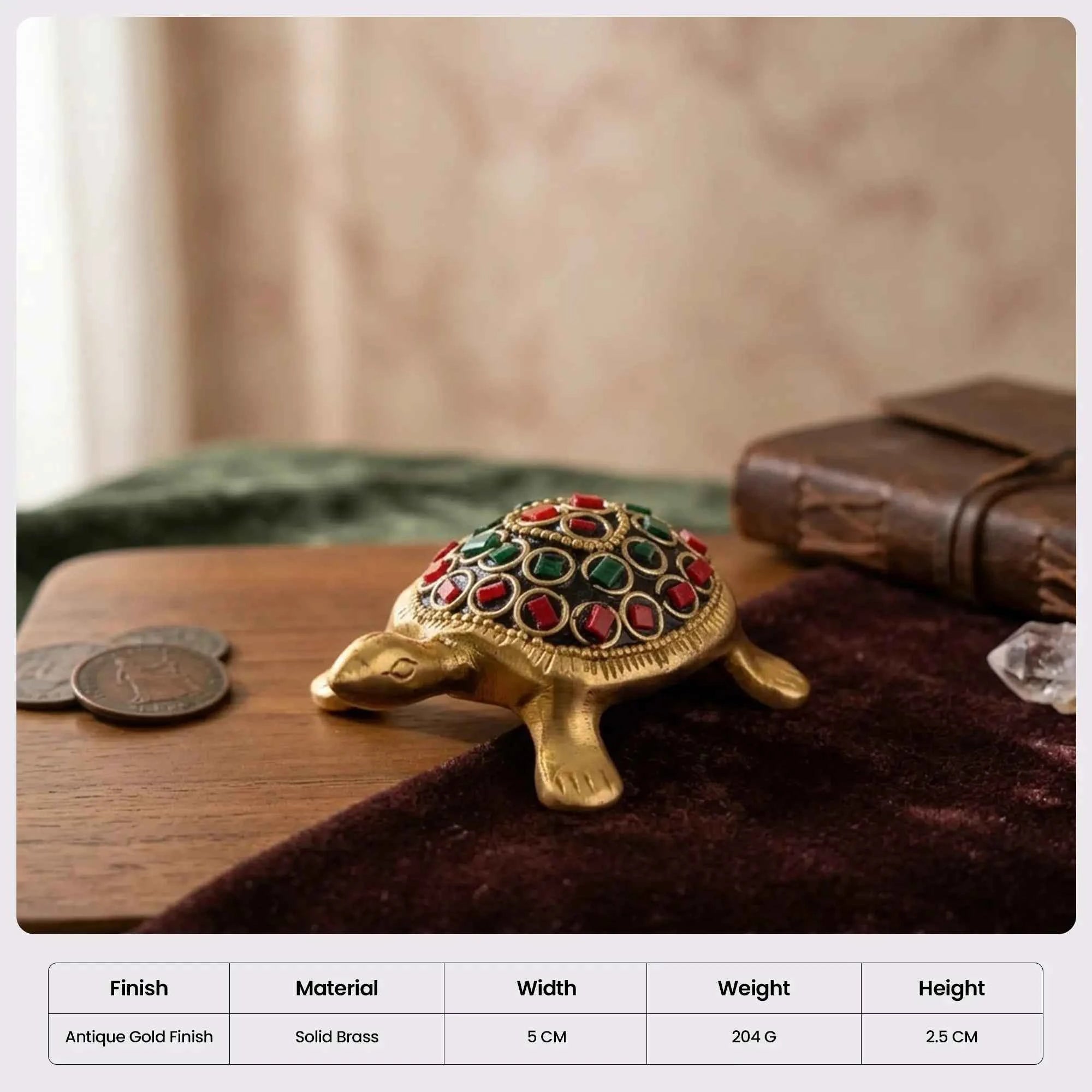 Kurma Heritage Inlaid Brass Tortoise