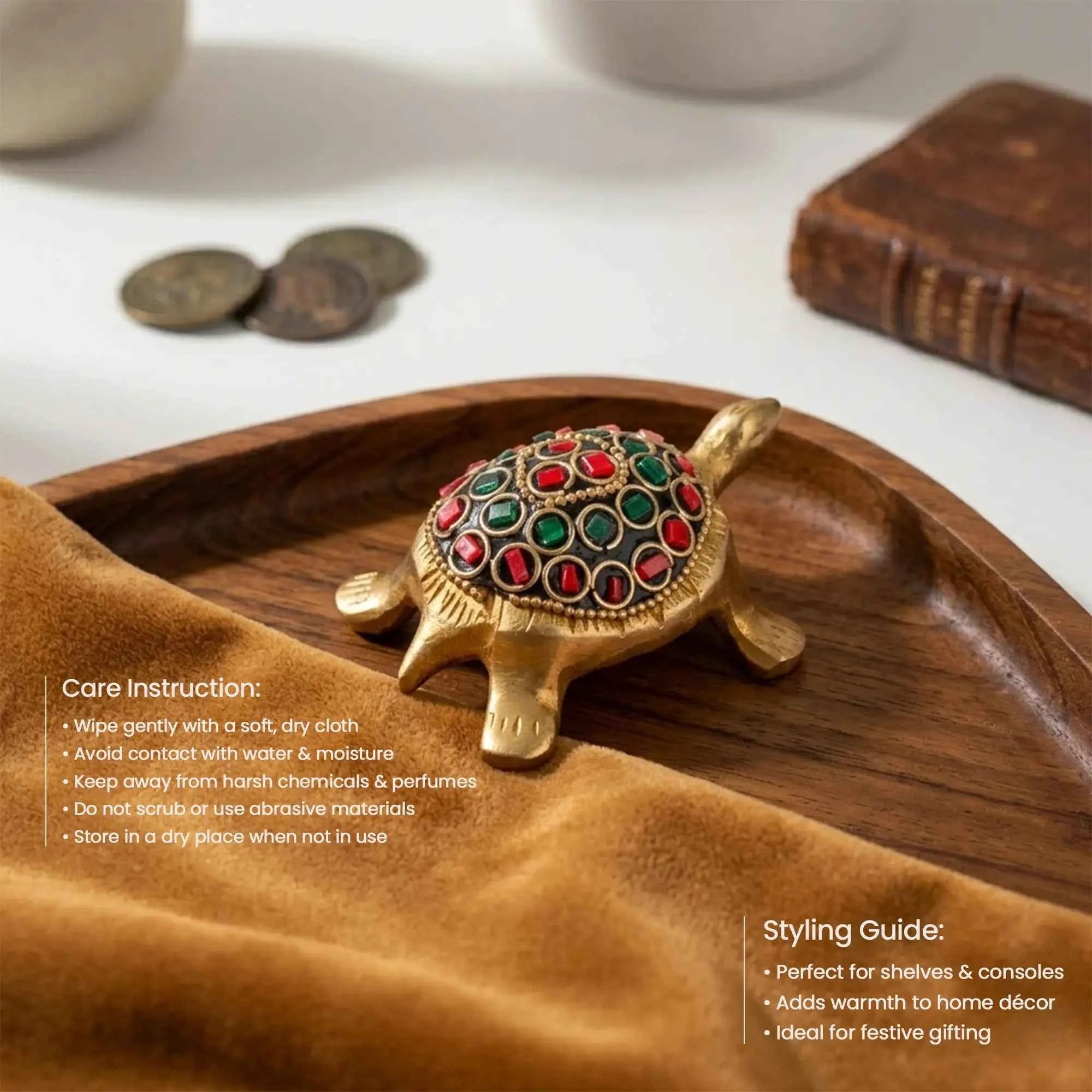 Kurma Heritage Inlaid Brass Tortoise