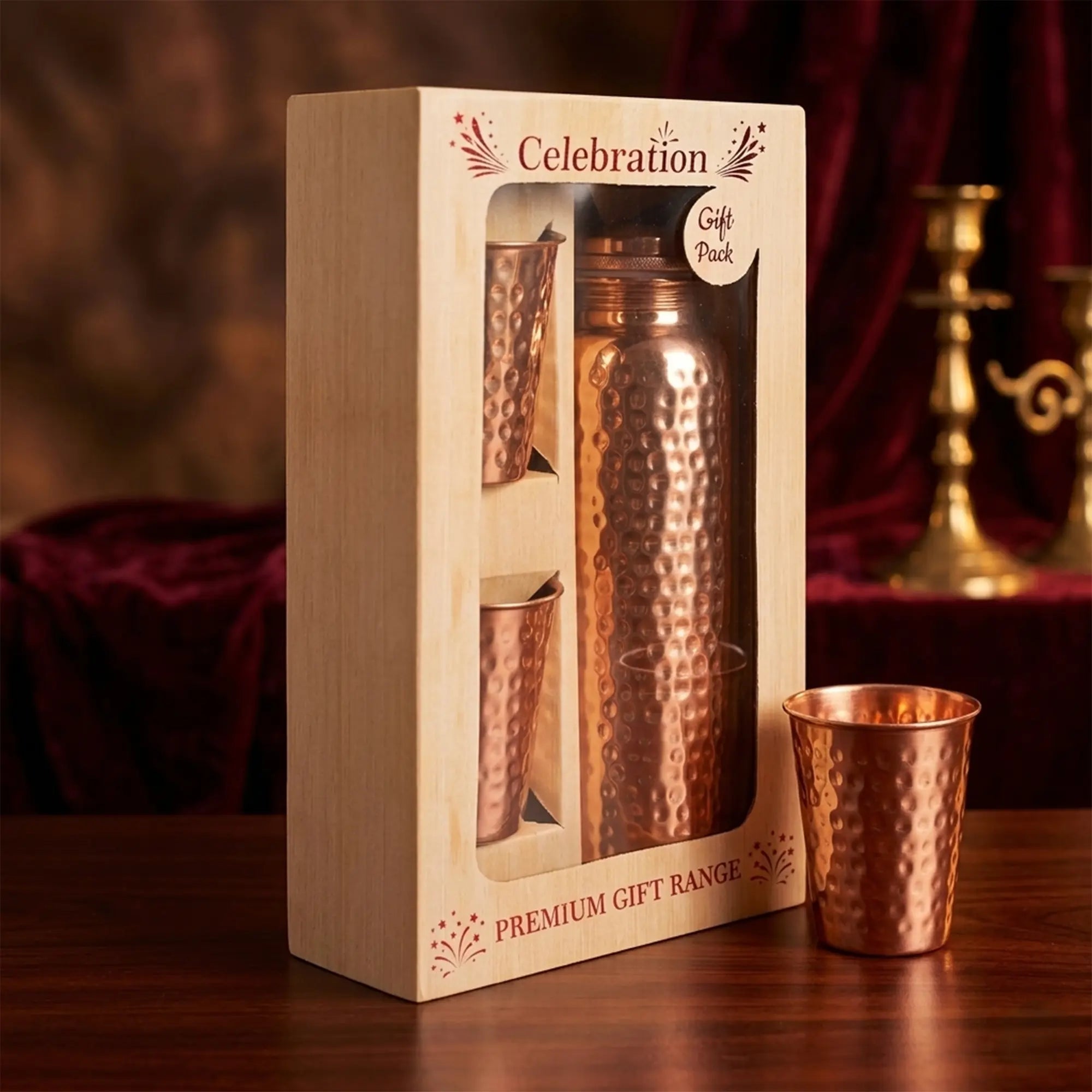 Classic Hammered Copper Bottle & Tumbler Set