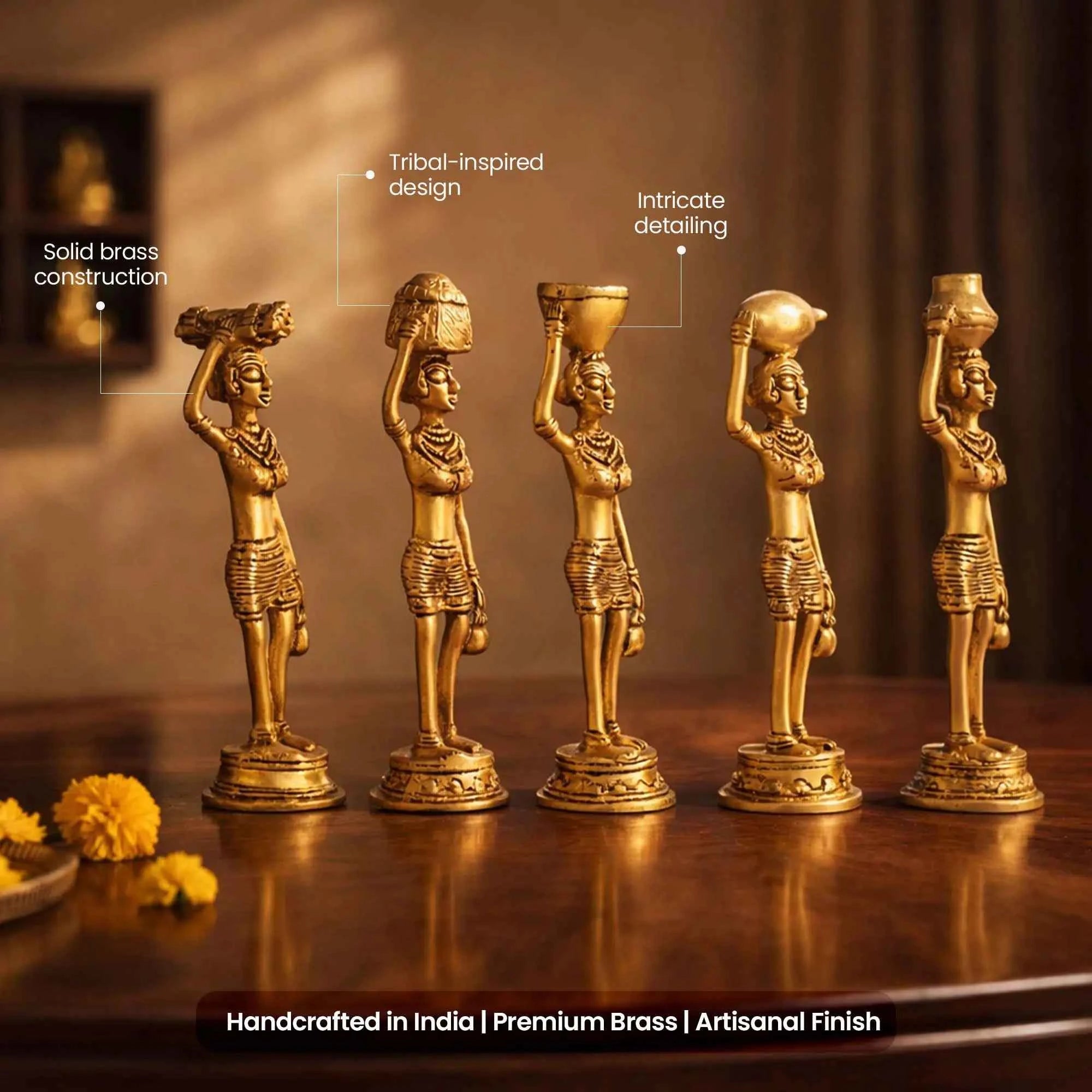 Tribal Heritage Brass Figurine Set