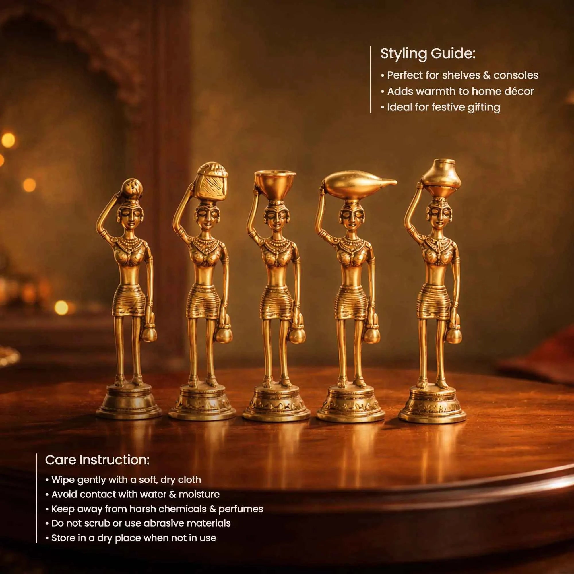 Tribal Heritage Brass Figurine Set
