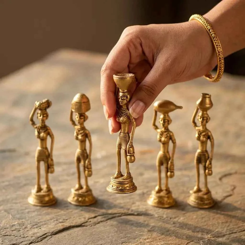 Tribal Heritage Brass Figurine Set