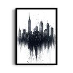 Abstract Black & White Skyline ??? Modern Drip City Wall Art - Pillow Fights