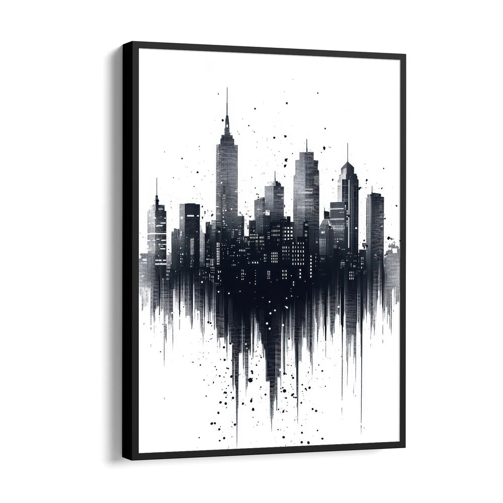 Abstract Black & White Skyline ??? Modern Drip City Wall Art - Pillow Fights