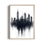Abstract Black & White Skyline ??? Modern Drip City Wall Art - Pillow Fights