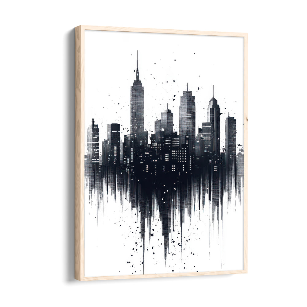Abstract Black & White Skyline ??? Modern Drip City Wall Art - Pillow Fights