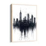 Abstract Black & White Skyline ??? Modern Drip City Wall Art - Pillow Fights