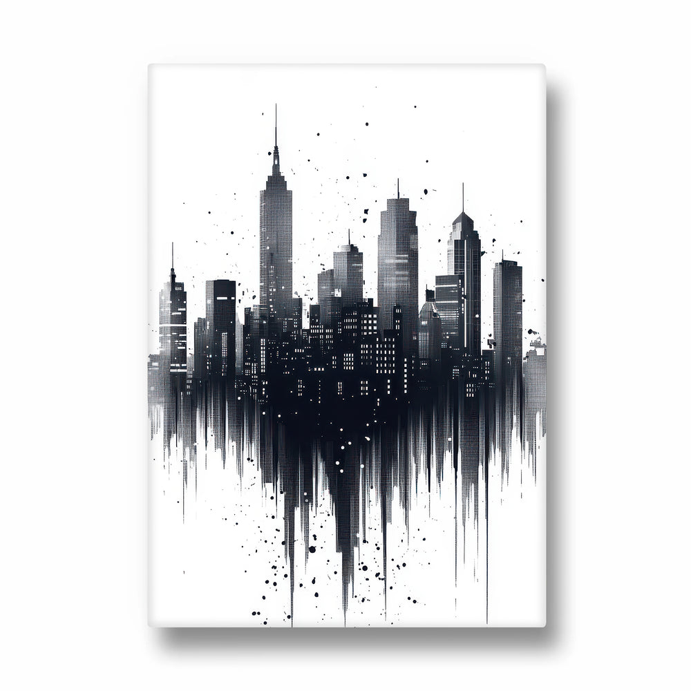 Abstract Black & White Skyline ??? Modern Drip City Wall Art - Pillow Fights
