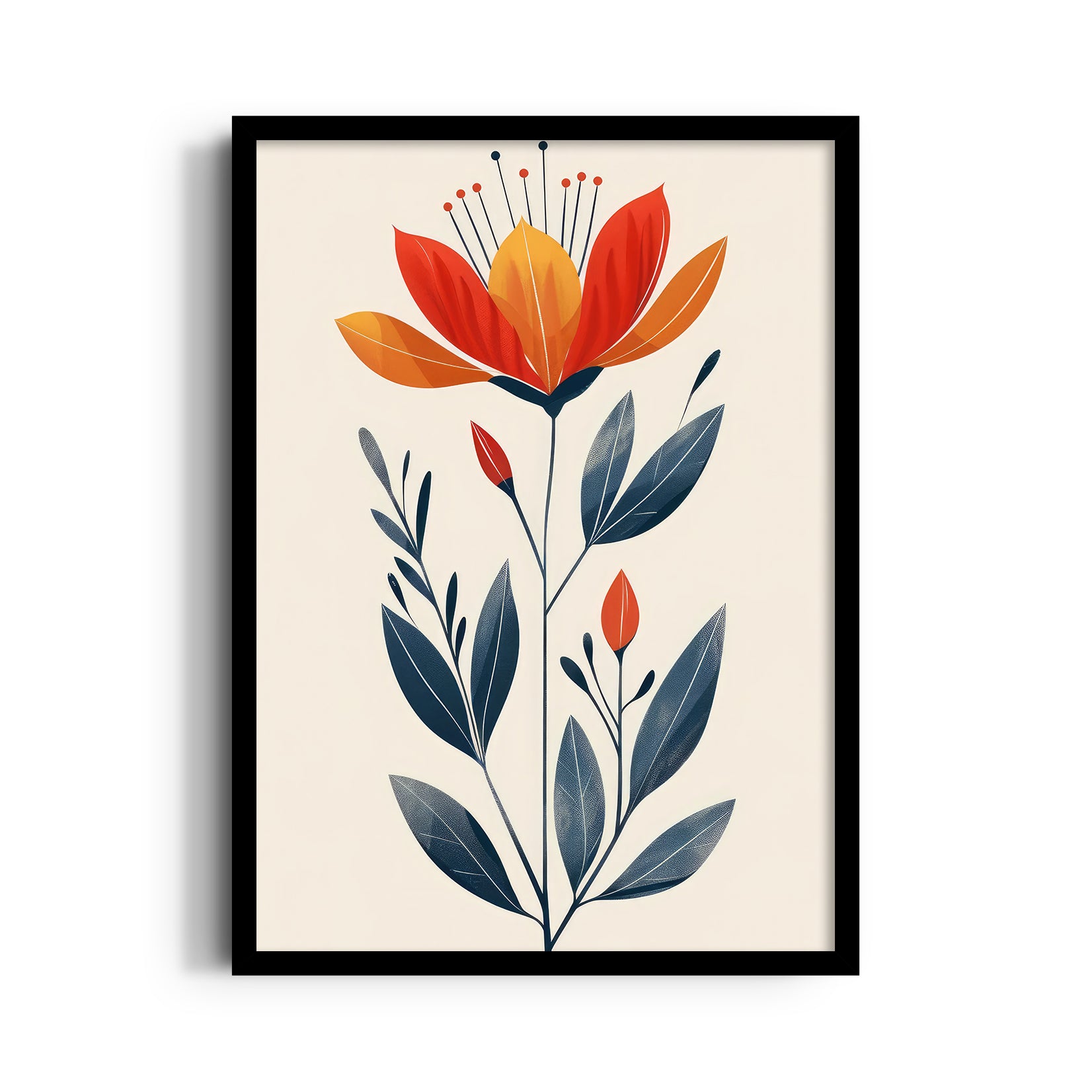 Amber Bloom Elegance - Botanical Wall Art