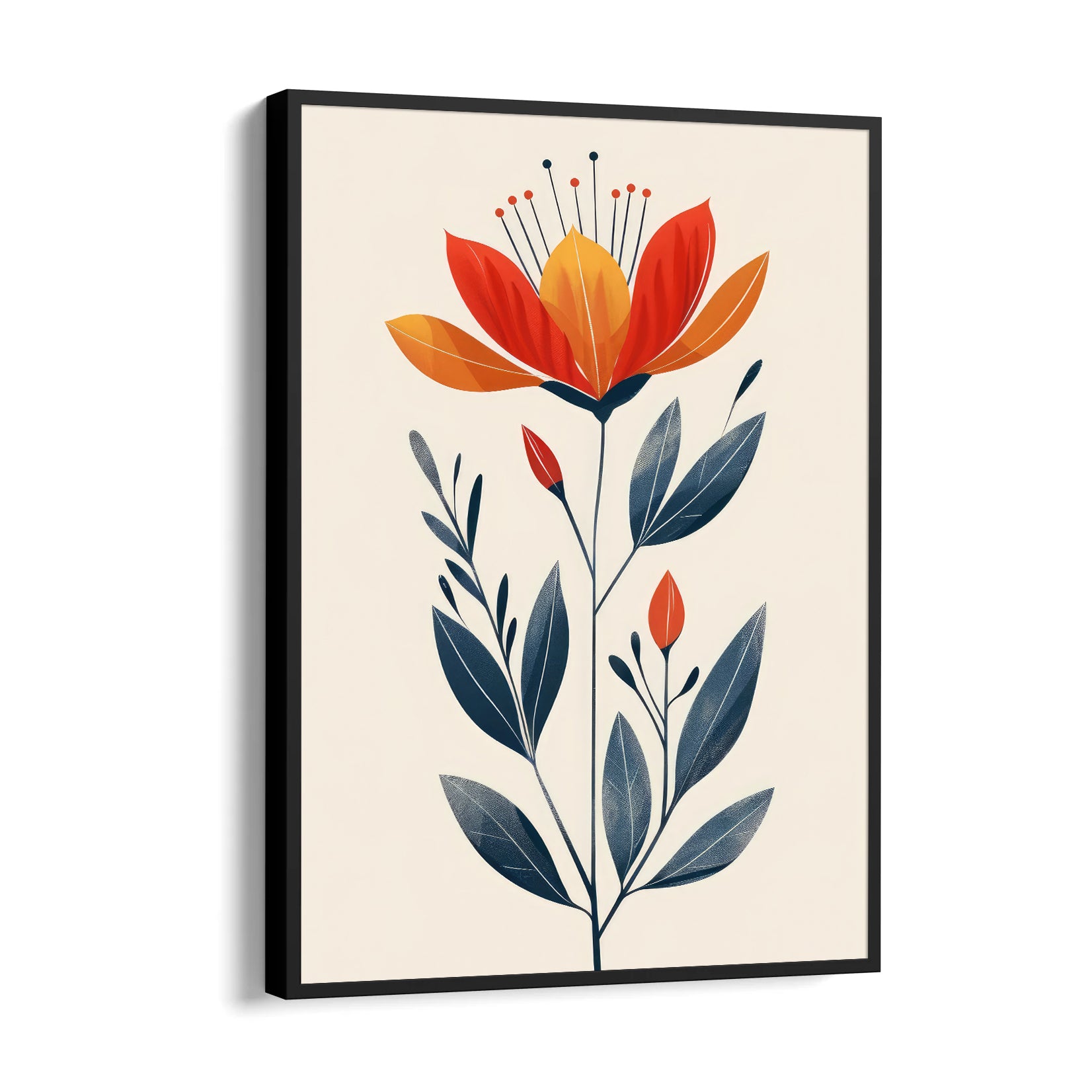 Amber Bloom Elegance - Botanical Wall Art