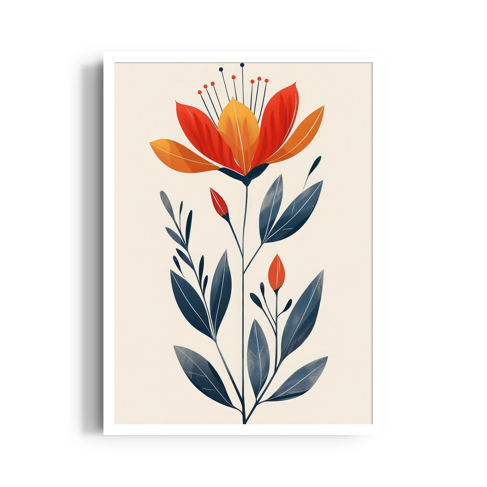 Amber Bloom Elegance - Botanical Wall Art