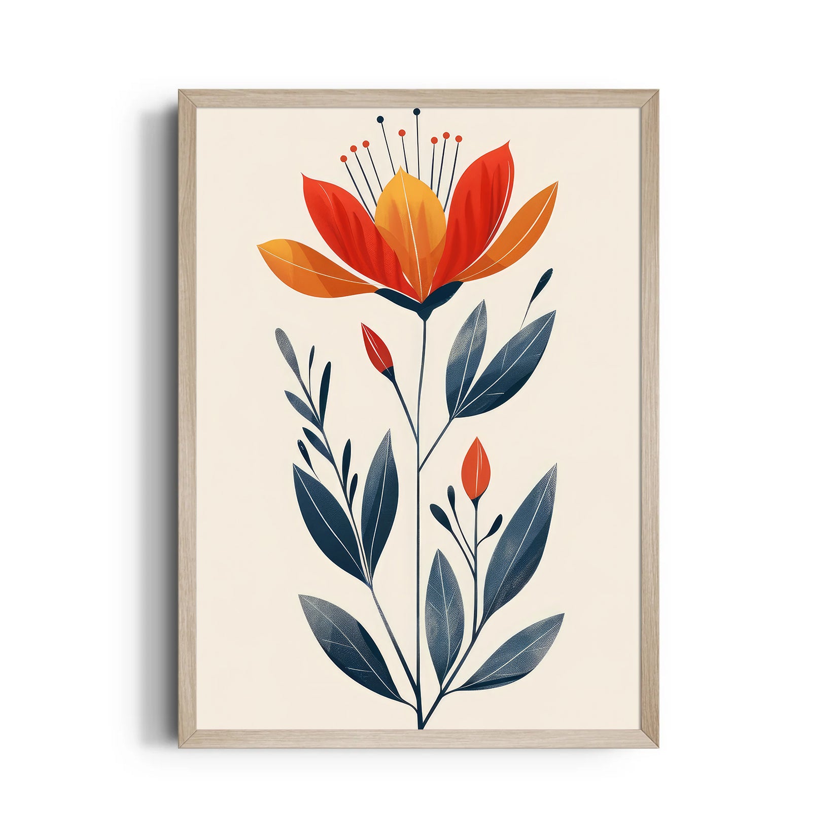 Amber Bloom Elegance - Botanical Wall Art