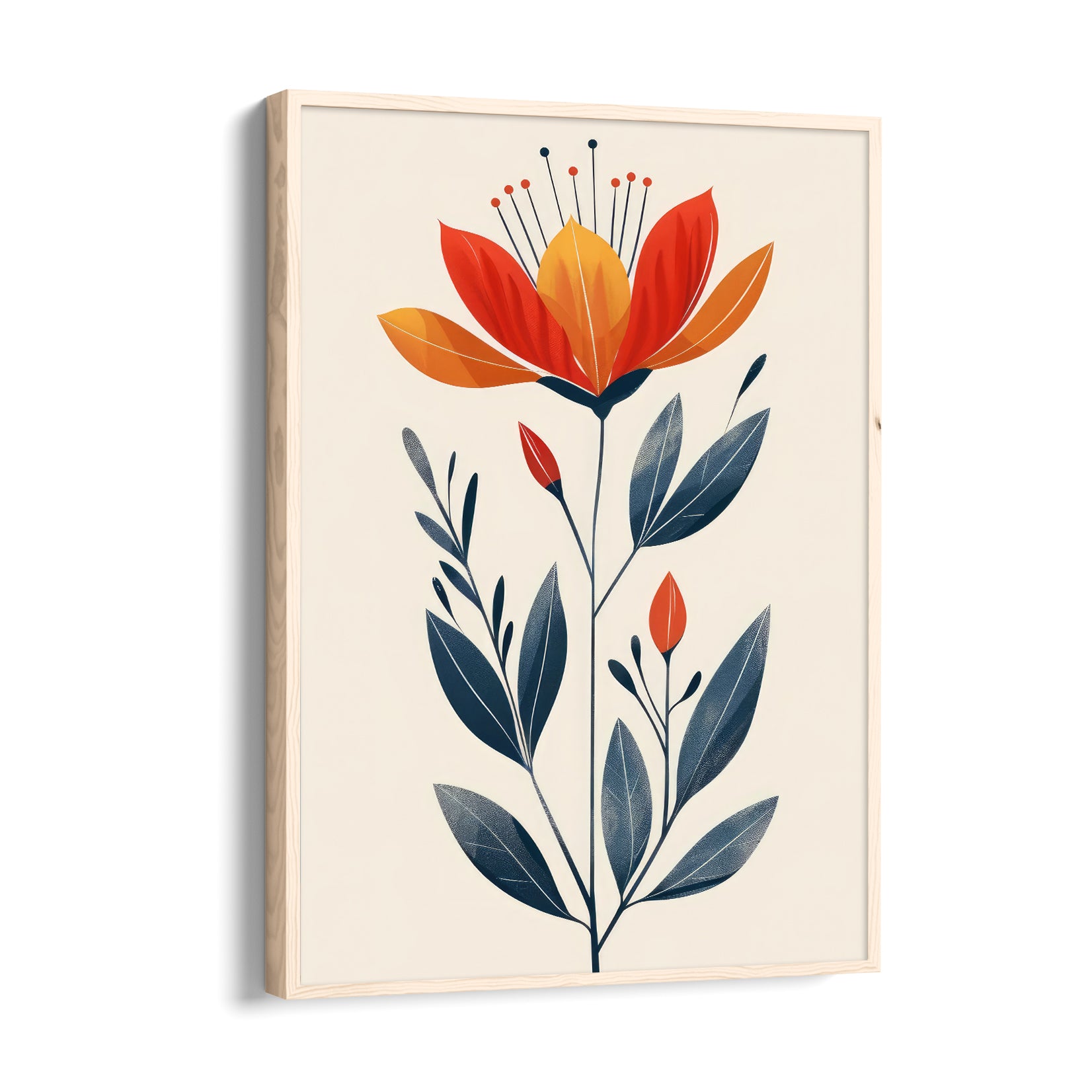 Amber Bloom Elegance - Botanical Wall Art