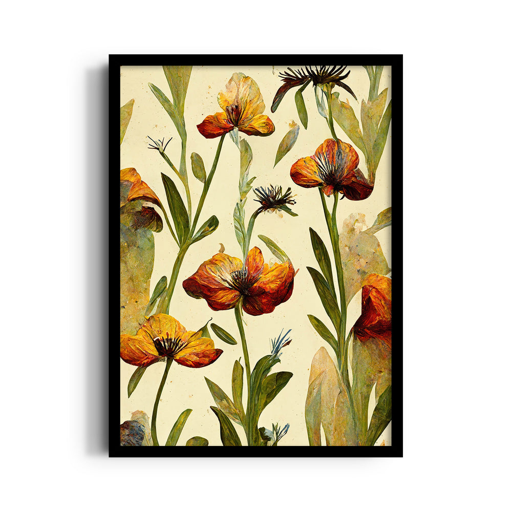 Amber Harvest Blooms - Botanical Wall Art