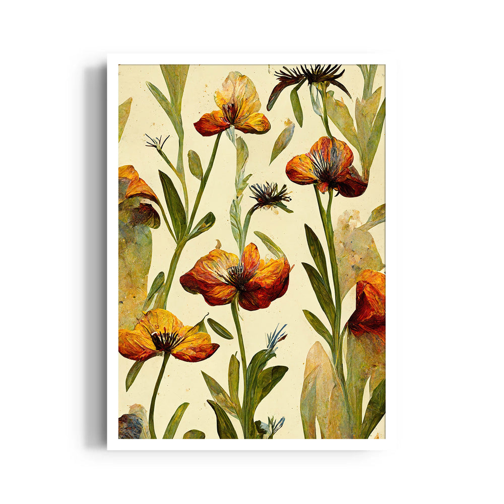 Amber Harvest Blooms - Botanical Wall Art