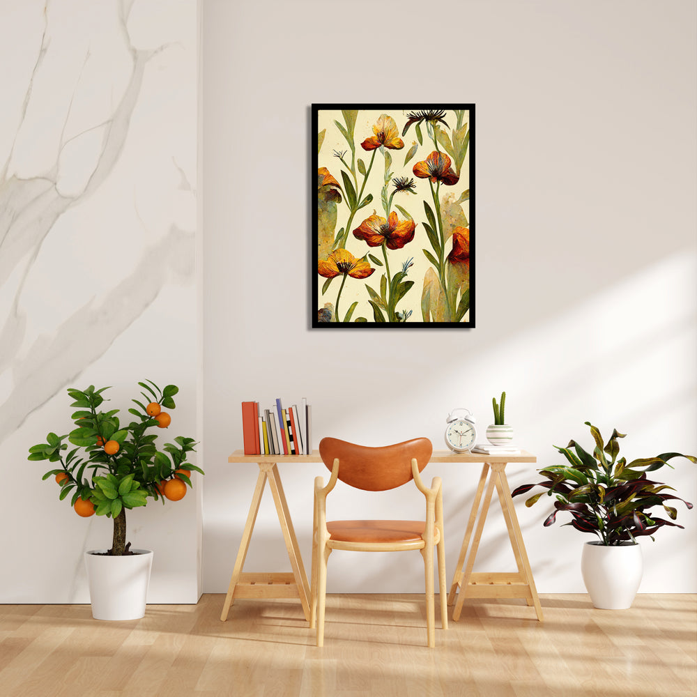 Amber Harvest Blooms - Botanical Wall Art
