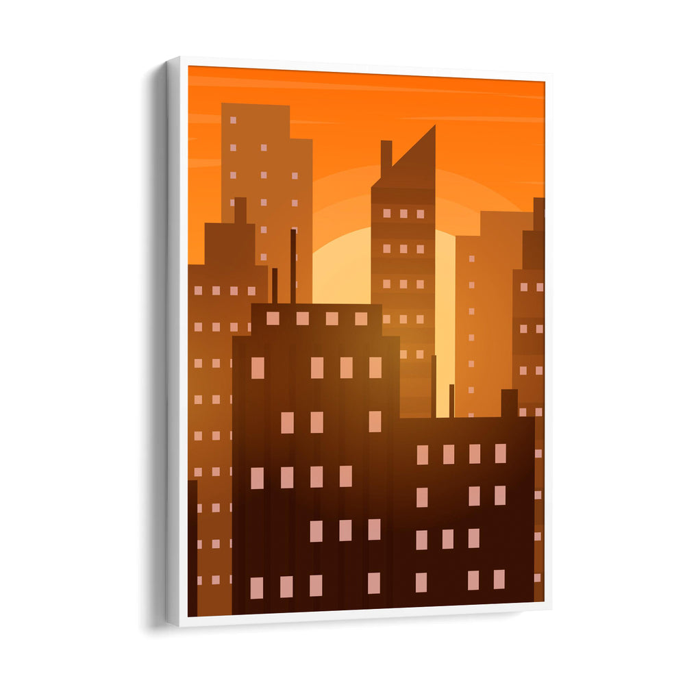 Amber Sunset Skyline - City Wall Art